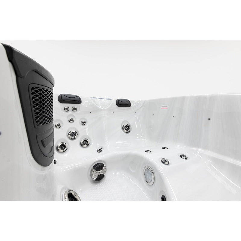 Platinum Spas Tahiti Hot Tub - interior view with focus on premium massage jets, ergonomic seat shapes and integrated sound system for luxurious bathing comfort